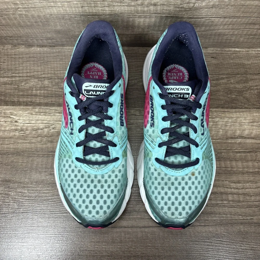 Brooks Launch 3 Green Pink Womens US Size 6.5 EUR 37.5 1202061B436 Running Shoes